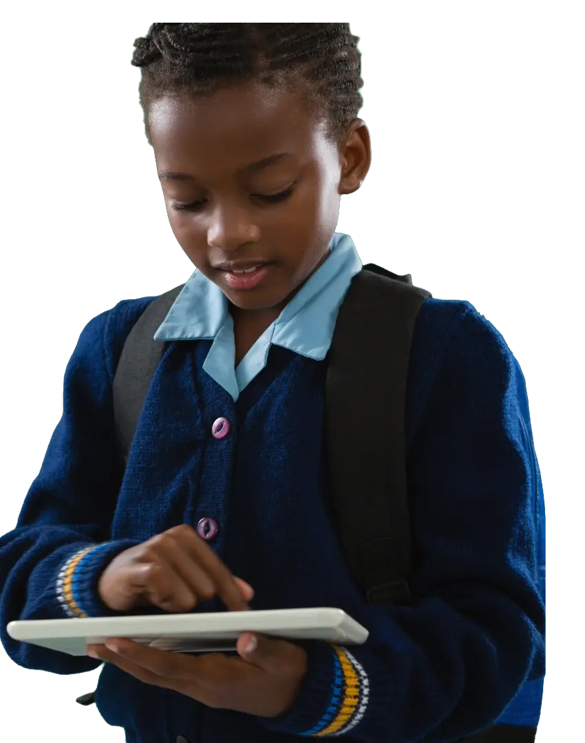 Student holding a donated laptop from Tech On Hand, representing device donations that empower education in Africa Student holding a donated laptop from Tech On Hand, representing device donations that empower education in Africa